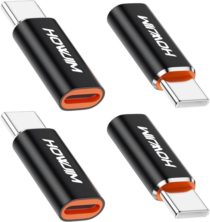 HOWJIM Light ning to USB C Adapter 4 Pack, PD27W/66W/QC100W Fast Charging 480Mbps Data Transfer,USB C to Light ning Adapter for Smartphone Tablet Laptop,Not for Headphones/OTG Black - Image 1